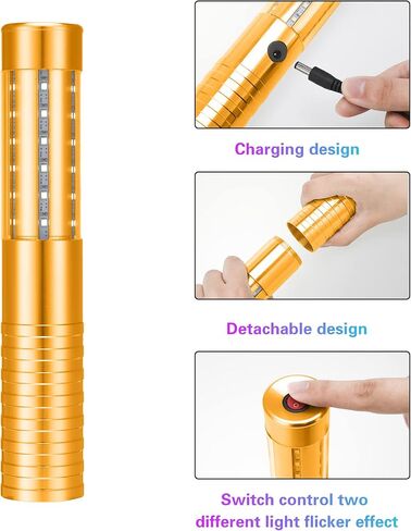 مصباح ليد ستروب باتون لخدمة الزجاجات، زجاجة ضوء خدمة زجاجة ضوء قابل لاعادة الاستخدام مع 3 اوضاع اضاءة للنوادي الليلية وحفلات الزفاف ومستلزمات الانشطة (ذهبي) in Kuwait