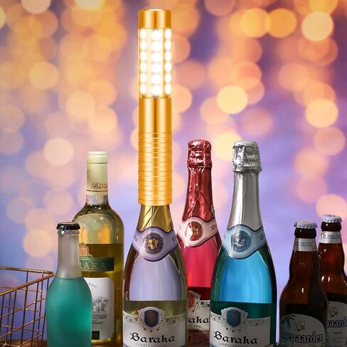 مصباح ليد ستروب باتون لخدمة الزجاجات، زجاجة ضوء خدمة زجاجة ضوء قابل لاعادة الاستخدام مع 3 اوضاع اضاءة للنوادي الليلية وحفلات الزفاف ومستلزمات الانشطة (ذهبي) in Kuwait