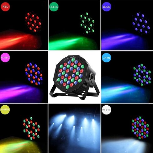 مصابيح MOSFiATA Par Lights 4 Pack، RGB 36 LED أضواء المسرح التحكم DMX المنشط بالصوت، 7 أوضاع إضاءة مع إضاءة المسرح للتحكم عن بعد، أضواء حفلات DJ Par لنادي KTV Disco Party in Kuwait