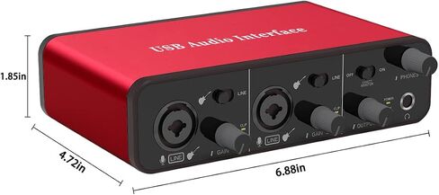 2i2 USB Audio Interface with 48V Phantom Power 24 Bit/192kHz with Pop Filter Support Smartphone，Tablet，PC， For the Guitarist/Vocalist/Podcaster/TikTok Anchor(No DAW Recording Software) in Saudi Arabia