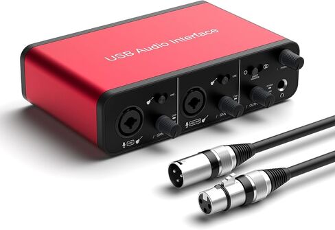 2i2 USB Audio Interface with 48V Phantom Power 24 Bit/192kHz with Pop Filter Support Smartphone，Tablet，PC， For the Guitarist/Vocalist/Podcaster/TikTok Anchor(No DAW Recording Software) in Saudi Arabia