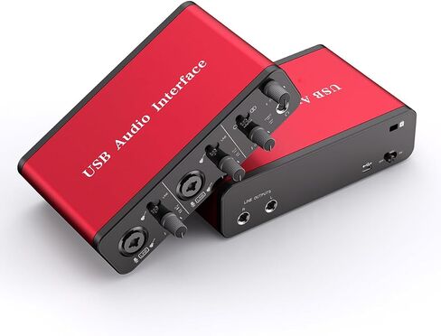 2i2 USB Audio Interface with 48V Phantom Power 24 Bit/192kHz with Pop Filter Support Smartphone，Tablet，PC， For the Guitarist/Vocalist/Podcaster/TikTok Anchor(No DAW Recording Software) in Saudi Arabia