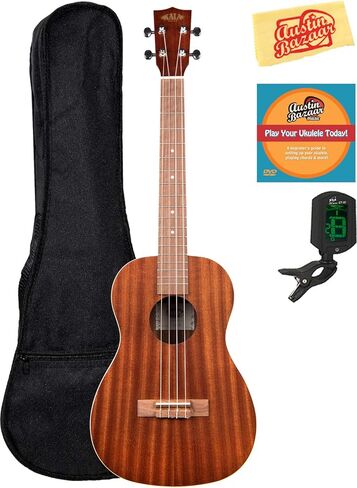 Kala KA-C Mahogany Concert Ukulele Bundle with Hard Case, Clip-On Tuner, Austin Bazaar Instructional DVD, and Polishing Cloth in Kuwait