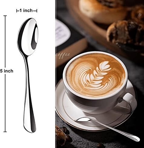 yasheng Mini 18/10 Stainless Steel Bistro Spoon 12.5 cm (4.9 Inch), Set of 6 in Saudi Arabia