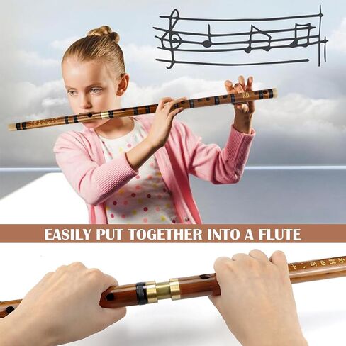 Bamboo Flute Musical Instruments Wooden Flute Chinese Flute Instrument Chinese Bamboo Classic Musical Instrument for Kids Adults Beginners (Key D) in Saudi Arabia
