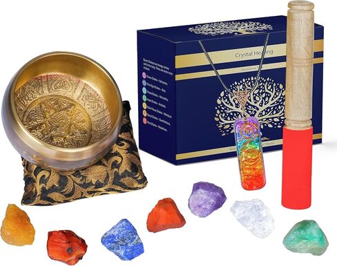 وعاء غناء تبتي - مجموعة وعاء صوت للتأمل مصنوعة يدويا في نيبال لليقظة والريكي والحمامات الصوتية رائعة لديكور زين او هدية روحية، اكسسوارات اليوغا للنساء، العلاج الصوتي in Kuwait