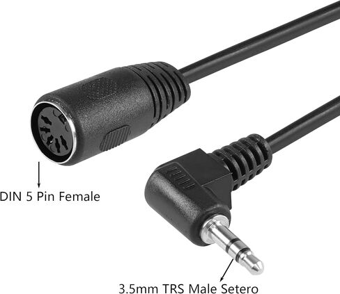 كابل SinLoon 5-Pin DIN أنثى، 5 Pin Din إلى 90 درجة 3.5 مم (1/8 بوصة) كابل صوت ستيريو TRS ذكر جاك لنظام B & O تشغيل مخرج إشارة الآلة الموسيقية 1.6FT (0.5 متر 5-PIN F) in Kuwait