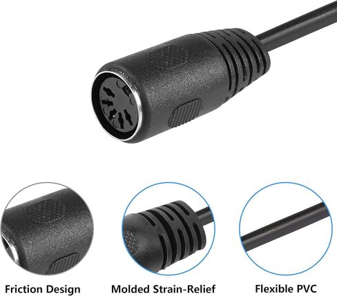 كابل SinLoon 5-Pin DIN أنثى، 5 Pin Din إلى 90 درجة 3.5 مم (1/8 بوصة) كابل صوت ستيريو TRS ذكر جاك لنظام B & O تشغيل مخرج إشارة الآلة الموسيقية 1.6FT (0.5 متر 5-PIN F) in Kuwait