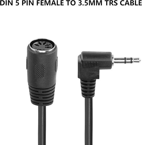 كابل SinLoon 5-Pin DIN أنثى، 5 Pin Din إلى 90 درجة 3.5 مم (1/8 بوصة) كابل صوت ستيريو TRS ذكر جاك لنظام B & O تشغيل مخرج إشارة الآلة الموسيقية 1.6FT (0.5 متر 5-PIN F) in Kuwait