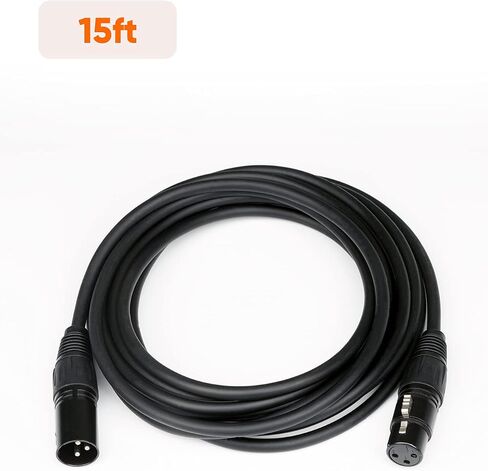 كابل ميكروفون CableCreation XLR، 15FT XLR ذكر إلى أنثى 3PIN أسلاك ميكروفون متوازنة لتطبيقات التسجيل، الخلاطات، أنظمة السماعات، أضواء DMX. أسود in Kuwait