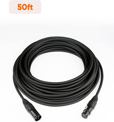 كابل ميكروفون CableCreation XLR، 15FT XLR ذكر إلى أنثى 3PIN أسلاك ميكروفون متوازنة لتطبيقات التسجيل، الخلاطات، أنظمة السماعات، أضواء DMX. أسود in Kuwait
