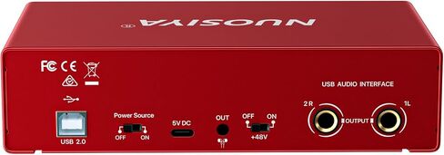 USB Audio Interface for PC Computer Recording Music, Red 2x2 Guitar Audio Interface for Mac 24Bit/192kHz Podcasting Streaming for Vocalist Producer with 48V Phantom Power in Kuwait