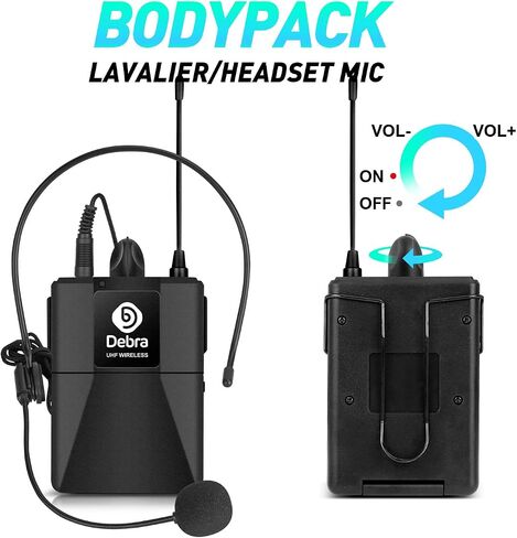نظام ميكروفون لاسلكي D Debra Audio AU800 Pro UHF ذو 8 قنوات مع ميكروفونات سماعة رأس لاسلكية محمولة، جهاز استقبال معدني، مثالي لحفلات كنيسة الكاريوكي (8 أجهزة محمولة) in Kuwait