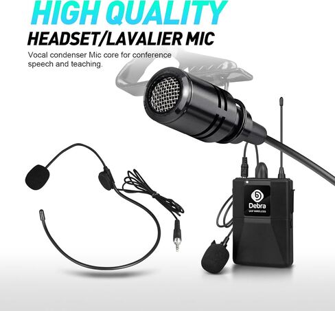 نظام ميكروفون لاسلكي D Debra Audio AU800 Pro UHF ذو 8 قنوات مع ميكروفونات سماعة رأس لاسلكية محمولة، جهاز استقبال معدني، مثالي لحفلات كنيسة الكاريوكي (8 أجهزة محمولة) in Kuwait