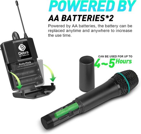 نظام ميكروفون لاسلكي D Debra Audio AU800 Pro UHF ذو 8 قنوات مع ميكروفونات سماعة رأس لاسلكية محمولة، جهاز استقبال معدني، مثالي لحفلات كنيسة الكاريوكي (8 أجهزة محمولة) in Kuwait