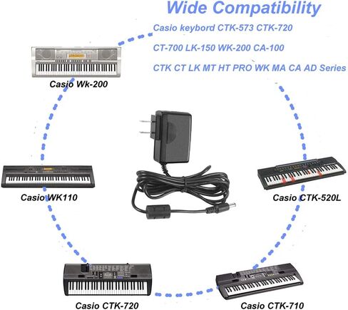 محول إمداد الطاقة DC 9V للوحة المفاتيح Casio WK-200 WK-210 CTK-571 CTK-573 CTK-720 CTK-710 CTK-700 CTK-671 CTK-2000 CTK4000 AD-5 كابل سلك الطاقة BOSS RC Pedal in Kuwait