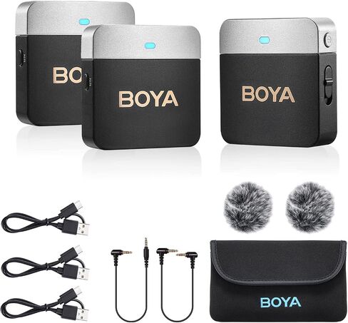 BOYA Wireless Lavalier Microphone 2.4GHz Duan Channel Wireless Micrrophone System with Transmitter and 1 Receiver for Camera iPhone Android Phone Video Recording YouTube Vlog Live Streaming (BY-M1V1) in Saudi Arabia