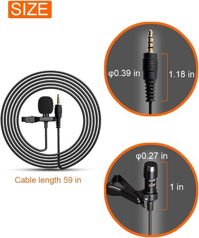 اس تي اي كيو ميكروفون لافالير احترافي مكثف متعدد الاتجاهات - ميكروفون جاك 3.5 ملم - مثالي لتسجيل اليوتيوب والمقابلات والفيديو (مناسب للايفون / اندرويد / الكمبيوتر / الكاميرا) in Kuwait