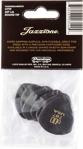 JIM DUNLOP JD Jazztones™، أسود، طرف دائري كبير، 6/عبوة اللاعبين in Kuwait