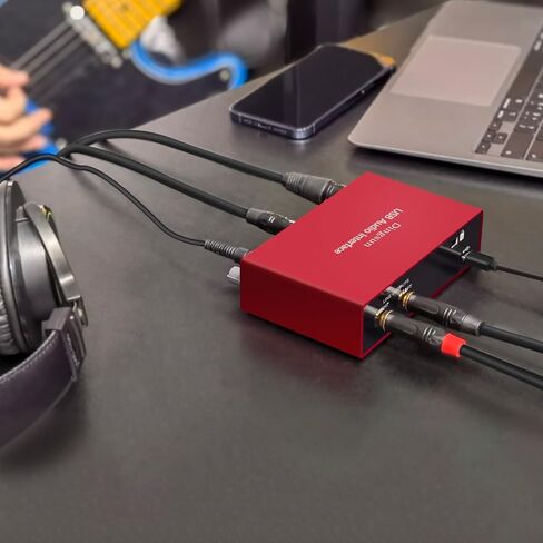 واجهة صوت USB، واجهة صوت اكس ال ار 48 فولت طاقة فانتوم، تدعم الجيتار، برامج مجمعة بدون تحميل متوافقة مع معظم دي ايه دبليو (واجهة صوت مع كيبل اكس ال ار) in Kuwait