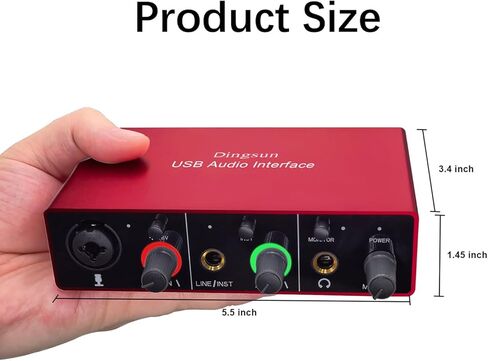 واجهة صوت USB، واجهة صوت اكس ال ار 48 فولت طاقة فانتوم، تدعم الجيتار، برامج مجمعة بدون تحميل متوافقة مع معظم دي ايه دبليو (واجهة صوت مع كيبل اكس ال ار) in Kuwait