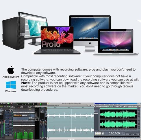 واجهة صوت USB، واجهة صوت اكس ال ار 48 فولت طاقة فانتوم، تدعم الجيتار، برامج مجمعة بدون تحميل متوافقة مع معظم دي ايه دبليو (واجهة صوت مع كيبل اكس ال ار) in Kuwait