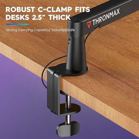 ذراع ميكروفون THRONMAX Twist S6، حامل ميكروفون منخفض المستوى مع إدارة الكابلات، مشبك مكتب، تركيب متعدد الاستخدامات، ذراع ميكروفون معدني بالكامل وقابل للتعديل بالكامل للبث والألعاب والمكتب المنزلي، عالمي in Kuwait