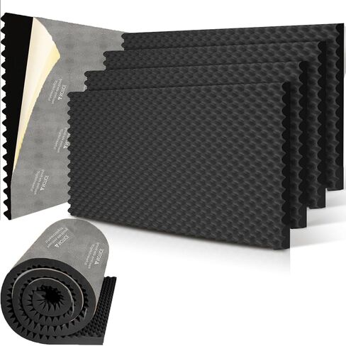 لوحة حائط من الفوم الصوتي لصناديق البيض من FOUCARSI مقاس 48 بوصة × 24 بوصة × 1 بوصة (4 عبوات، أسود) in Kuwait