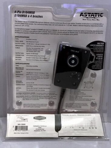 Astatic 302-10005 D104M6B تضخيم السيراميك الطاقة 4-Pin CB ميكروفون و Uniden BWZG1889001 6-Pin إلى 4-Pin CB ميكروفون محول in Kuwait
