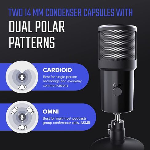 Creative Live! Mic M3 24-bit/96kHz USB Microphone with Cardioid/Omni Polar Patterns, Mic-Monitoring, Mute Button, Detachable Pop Filter/Table Stand in Kuwait