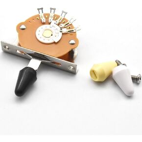 Electric Guitar 5 Way Pickup Selector Toggle Switch with Black/White/Yellow Knob for Fender Strat Electric Guitar 8 Legs (5 Way)