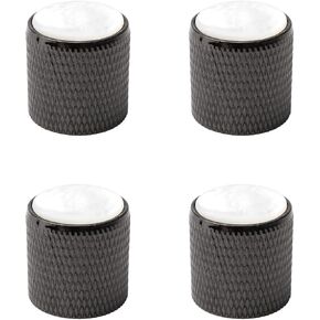 4X Metal Domed Control Volume Tone Knob Electric Guitar Knobs Pearl White Top