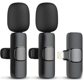 Houmt Microphone for iPhone - Wireless Lavalier Microphone for iPhone iPad - 2.4G Ultra Low Delay - iPhone Mini Microphone - iPhone Microphone for Video Recording, Interview, Vlog (2 in 1) in Saudi Arabia