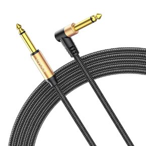 UVOOI Guitar Cable 25 ft, Instrument Cable Braided Male to Male 1/4 inch Electric Guitar AMP Cord Right Angle 90 Degree Tweed Noiseless for Bass Acoustic Guitar Speaker Amplifier Keyboard Mandolin