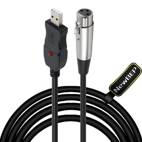 نيوبيب كيبل ميكروفون USB، 3 دبابيس USB ذكر الى XLR انثى، كيبل وصلة ميكروفون ستوديو صوت، محول اسلاك للميكروفون او تسجيل غناء الكاريوكي، 3 متر (كيبل ميكروفون USB) in Kuwait