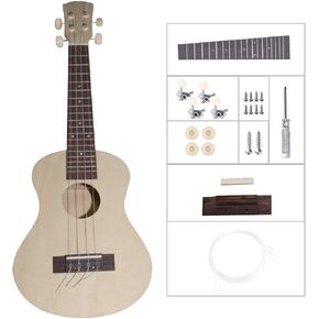 DIY Ukulele Kit, Build Your Own Ukulele Concert Ukulele 21inch 23inch Basswood Make Your Own Hawaii Ukulele DIY Kit for Beginners/Kids (21Inch)