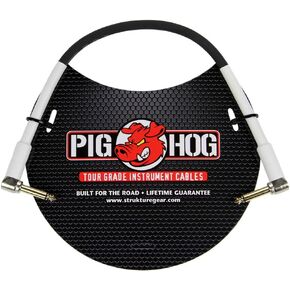 كابل أداة الجيتار Pig Hog PH1RR عالي الأداء 8 مم 1/4 بوصة، 1 قدم، أسود وPHLSK6BK Lil ' Pigs منخفض الزاوية اليمنى 1/4 بوصة كابلات تصحيح الآلات السوداء، 6 بوصات (4 عبوات)