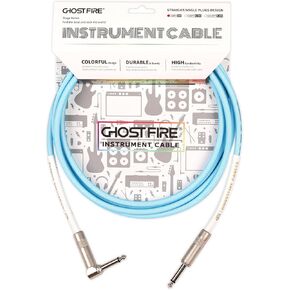 GHOSTFIRE 10FT 1/4 Inch Right Angle Instrument Cable High Performance Cable for Electric Guitar, Bass Guitar, and Pro Audio (Light Pink)