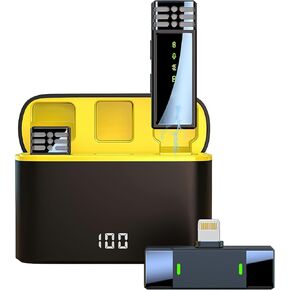 2Pack Professional Wireless Lavalier Microphone for iPhone iPad, Plug-Play 2.4G Ultra-Low Delay Built-in Noise Reduction Chip Clip on Lapel Mic for Video Recording Interview Podcast Vlog YouTube in Kuwait