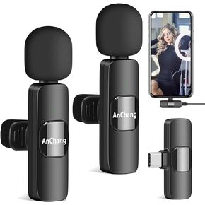 Wireless Lavalier Microphone for USB C Phone,Mini Plug-Play 2 Tiny Wireless Microphones for USB C Android Phone for Video Recording, YouTube/Facebook/TikTok/Interview/Vlog in Saudi Arabia