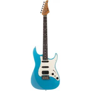 EART Electric Guitar DMX-9, 6 String Tremolo Bridge, Humbucker Pickups, Solid Body, 5-Way Switch Guitars (Gloss Pearl Blue)