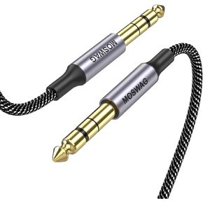 MOSWAG 6.35mm to 6.35mm Stereo Audio Cable 33ft, Straight 1/4" TRS Audio Guitar Male Jack Instrument Lead with Nylon Braided for Electric Guitar, Bass, Amplifier, Mixer, Keyboard, Speaker in Kuwait