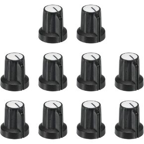 MECCANIXITY Potentiometer Control Knob ABS Guitar Knob for 6mm D Type Shaft Electric Guitar Power Amplifiers Stereos,Bass Volume Tone 180 Degrees Rotary Knob Black White 10PCS