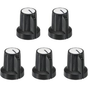 MECCANIXITY Potentiometer Control Knob ABS Guitar Knob for 6mm D Type Shaft Electric Guitar Power Amplifiers Stereos,Bass Volume Tone 180 Degrees Rotary Knob Black White 10PCS