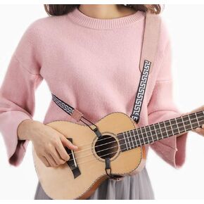 حزام كتف مزدوج الخطاف، لا يحتاج للثقب للجيتار الكلاسيكي سوبرانو تينور باريتون - مشبك على خطاف J بدون استخدام اليدين، حزام كتف بدون ثقب للاطفال والكبار (اسود وابيض) in Kuwait