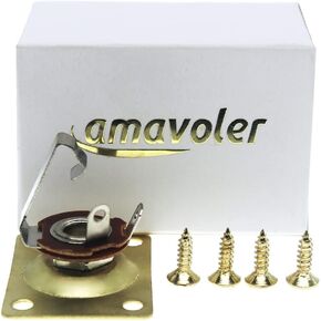 Amavoler 1/4" 6.35mm Guitar Mono Output Jack Plate Input Socket for LP Les Paul Electric Guitar (Chrome)
