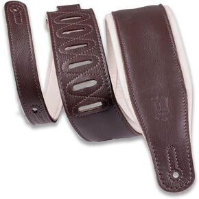 Levy's Leathers 3.25" Wide Garment Leather Guitar Strap in Dark Brown with Cream Backing (M26GP-DBR-CRM) in Saudi Arabia