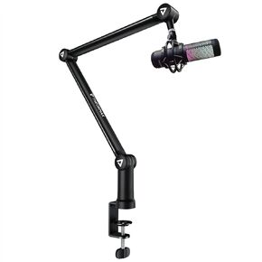Boom Arm Microphone Stand, THRONMAX S3 Adjustable 360° Rotatable Microphone Arm, Mic Arm Desk, Table Stand - Foldable Scissor Arm and Built-in Cable Management For Recording, Gaming, Podcasting