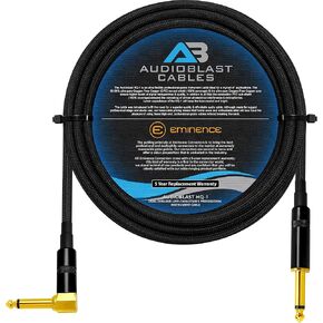 Audioblast - 15 قدم - HQ-1 - فائق المرونة - ثنائي الحماية (100%) - كابل تصحيح بدواسة مؤثرات الجيتار مع إيميننس مستقيم وزاوية ذهبية 1.4 بوصة (6.35 مم) مقابس TS وأحذية مزدوجة متداخلة in Kuwait