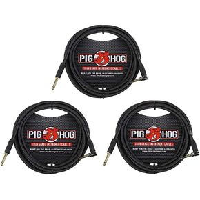 بيج هوج PC-H10BKR 1/4 بوصة زاوية يمنى إلى 1/4 بوصة أسود نسج آلة الغيتار، 10 أقدام (3 حزم) in Saudi Arabia